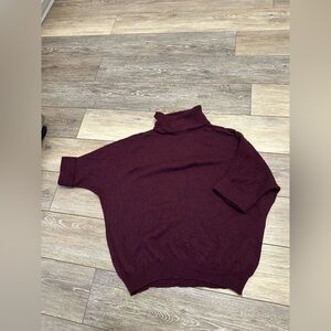 ALLUDE Burgundy Turtleneck Wool Cashmere Blend Sweater